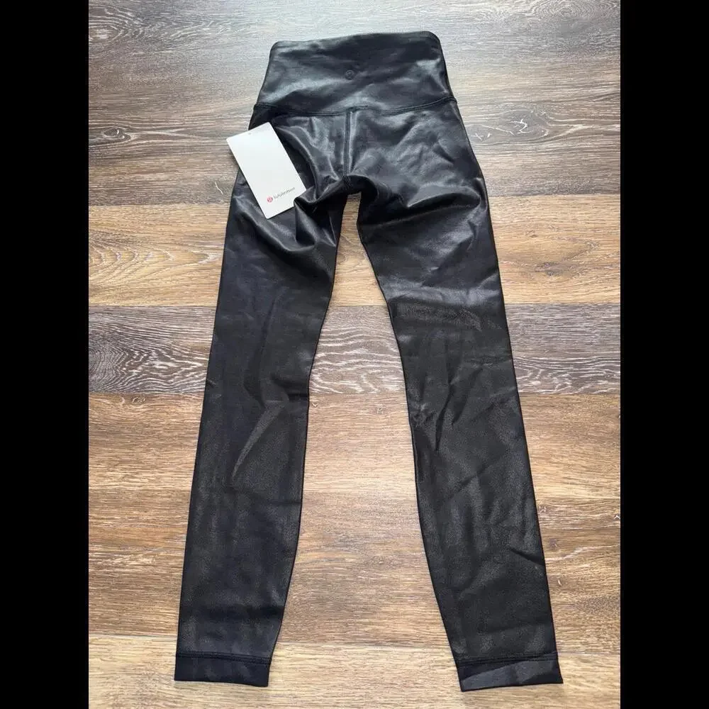 Lululemon Wunder Train High Rise 25” Matte Foil Shine Black Size 0 NWT